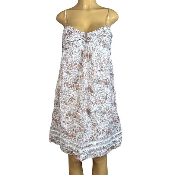 Ann Taylor LOFT Brown White Spaghetti Strap Dress Size 8 - Picture 1 of 12
